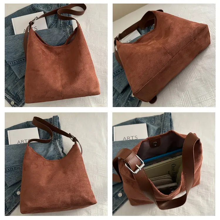New Retro Fleece Shoulder Bag Large Capacity Textured — feature 9