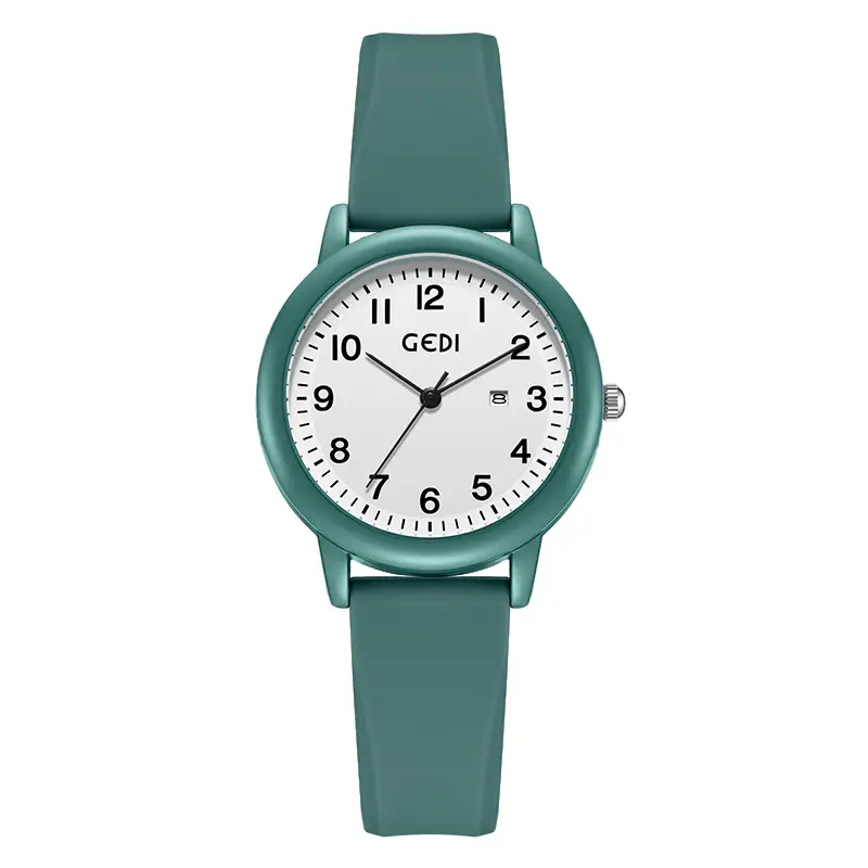 Women's Quartz Watch with Silicone Band & Simple Calendar