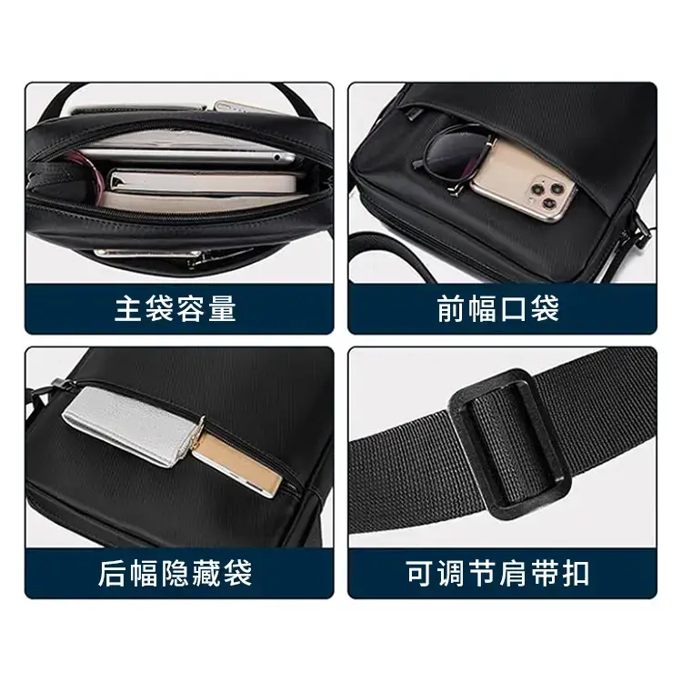Osoce Black Large Canvas Crossbody Bag for Men Women - Image 5