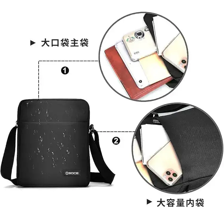 Osoce Black Large Canvas Crossbody Bag for Men Women - Image 6