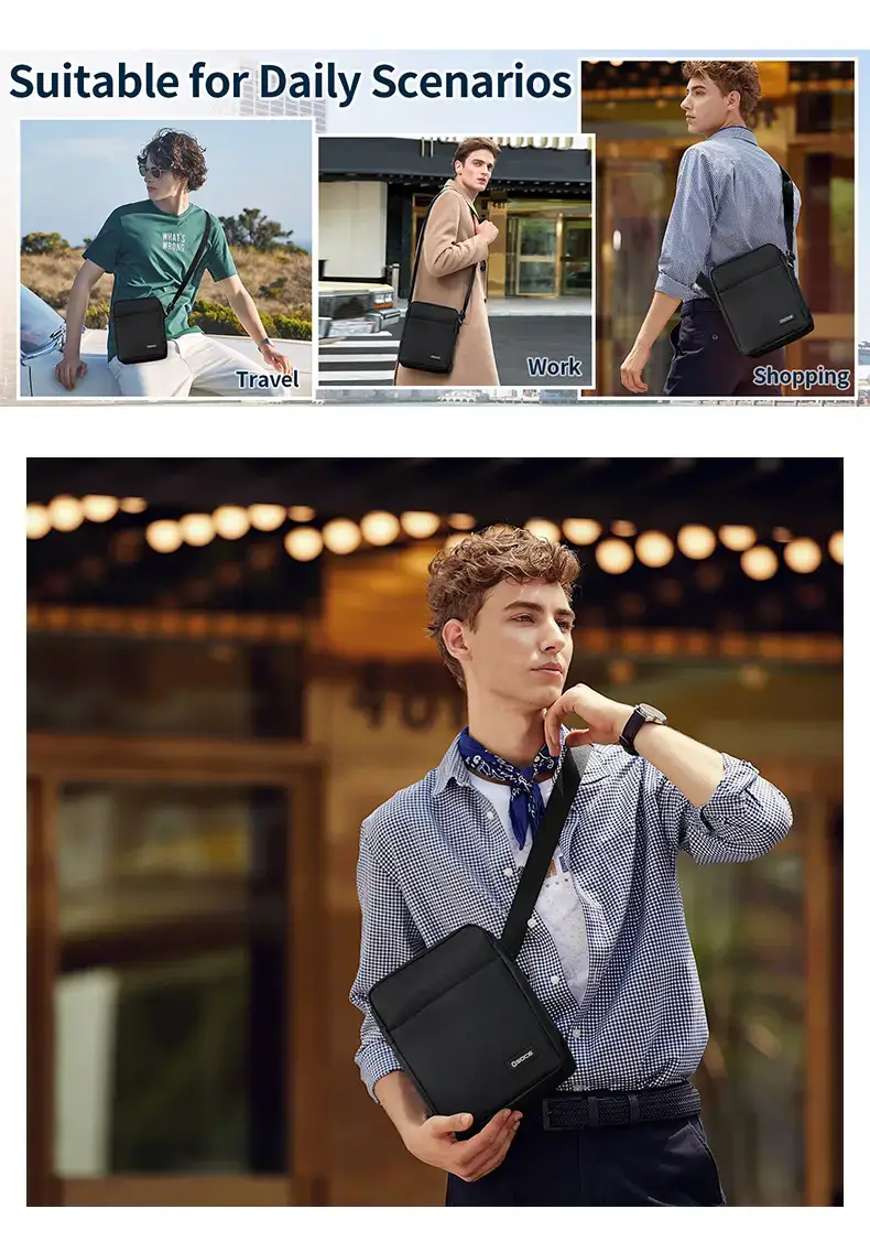 Osoce Black Large Canvas Crossbody Bag for Men Women — feature 14