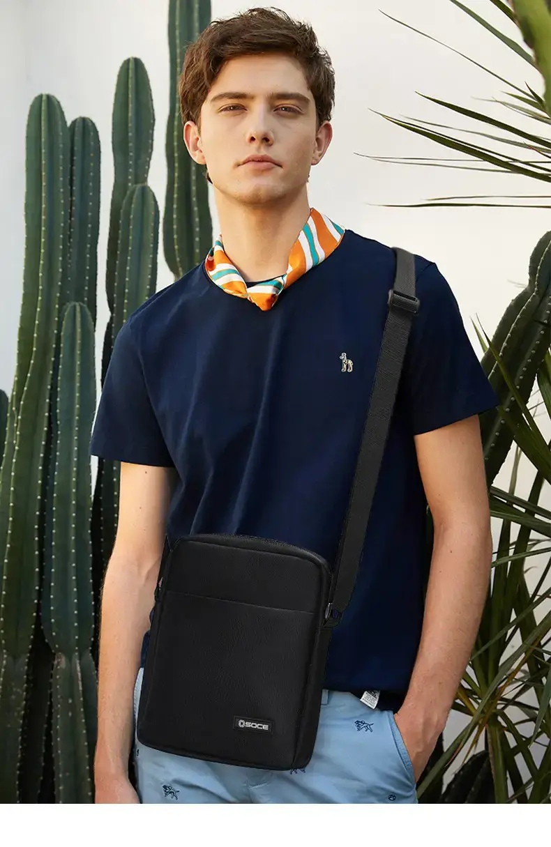 Osoce Black Large Canvas Crossbody Bag for Men Women — feature 15