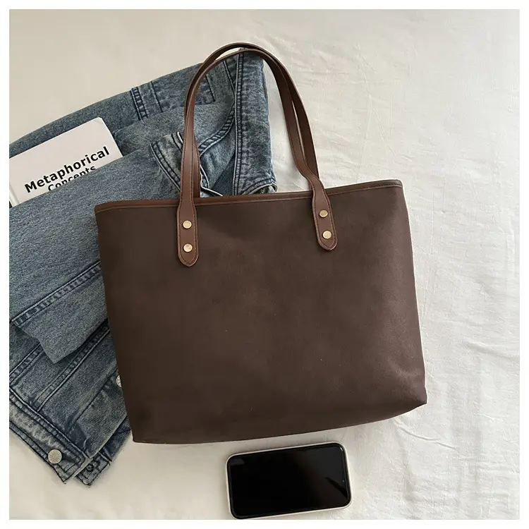 Large Capacity Women's Brown Tote Bag Winter New — feature 9