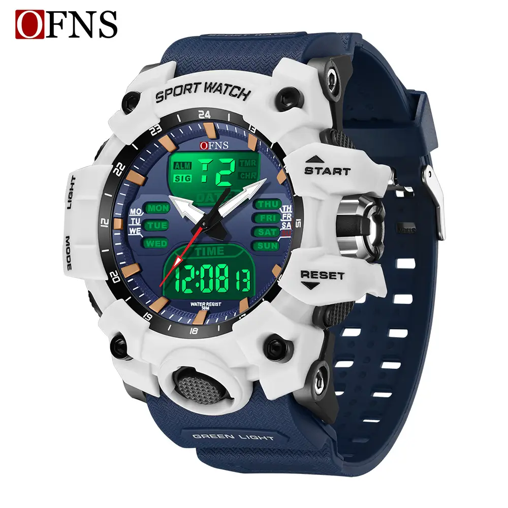 OFNS Cross-border Electronic Alarm Watch for Boys Blue White