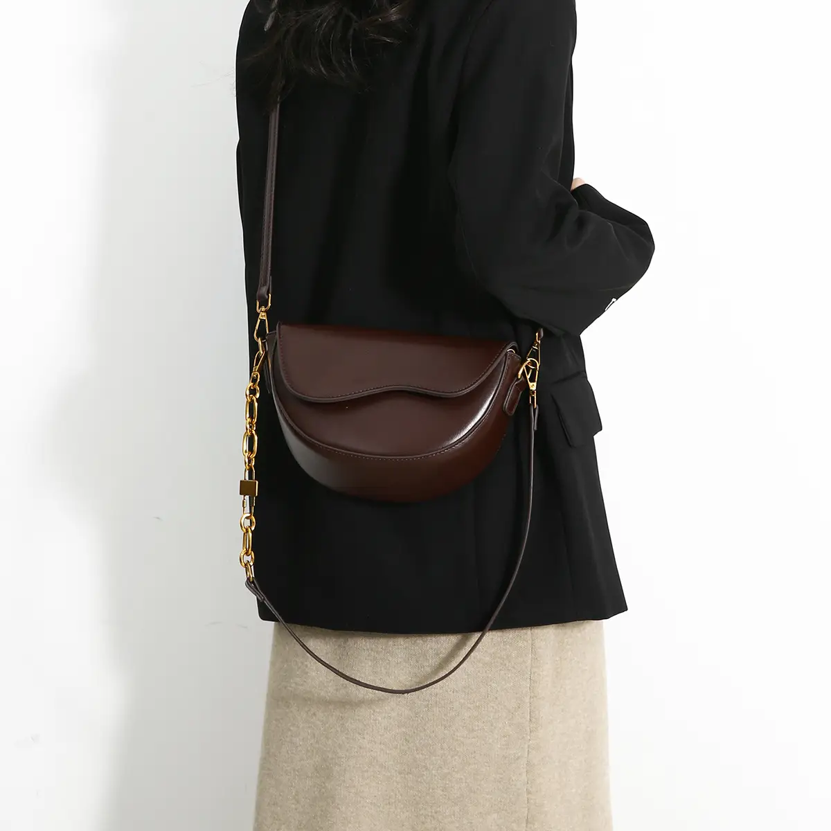 Vintage Brown Shoulder Crossbody Bag for Women - Image 6