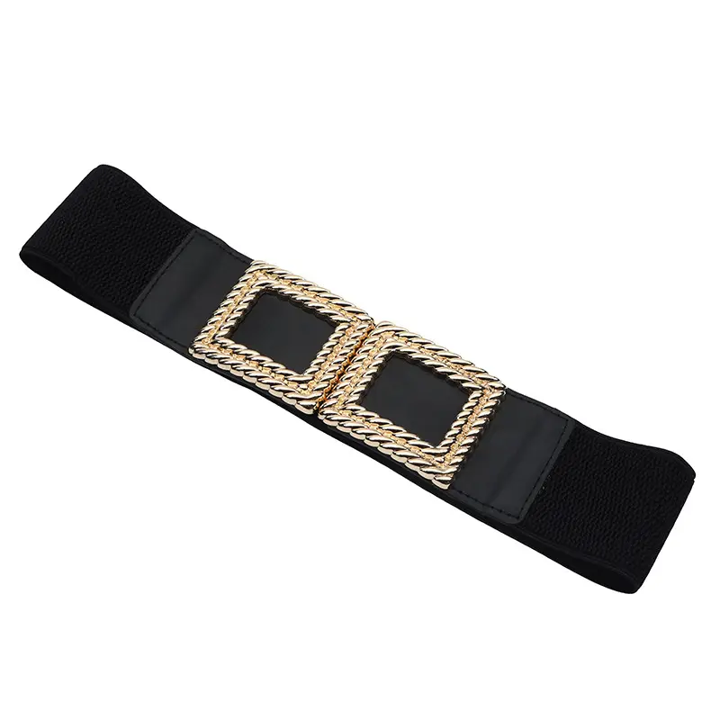 Red Square Buckle Elastic Waist Belt for Women — feature 43