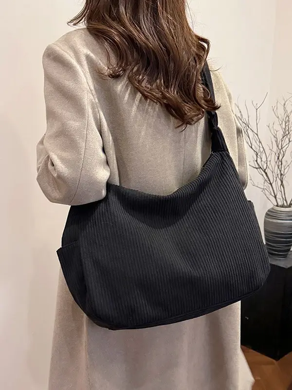 Women Crossbody Bag Black Ribbed Winter Casual 2026 - Image 9