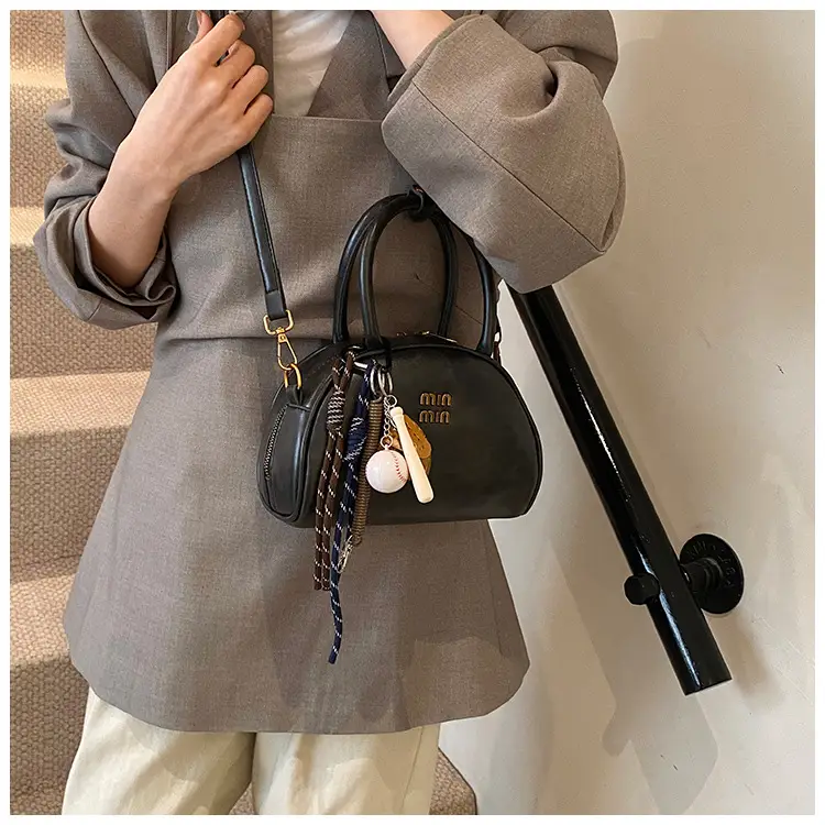 Women Retro Bowling Bag Brown Leather Shoulder Crossbody 2026 — feature 20