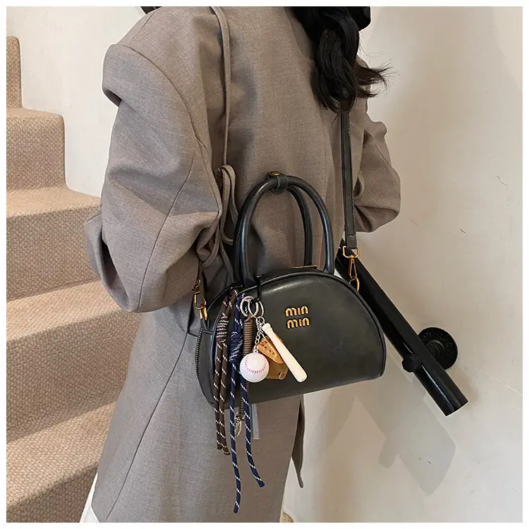 Women Retro Bowling Bag Brown Leather Shoulder Crossbody 2026 — feature 21