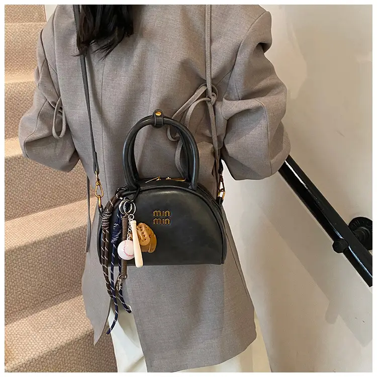 Women Retro Bowling Bag Brown Leather Shoulder Crossbody 2026 — feature 22