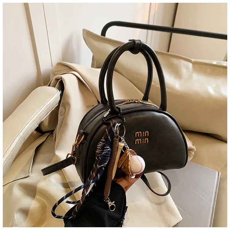 Women Retro Bowling Bag Brown Leather Shoulder Crossbody 2026 — feature 24