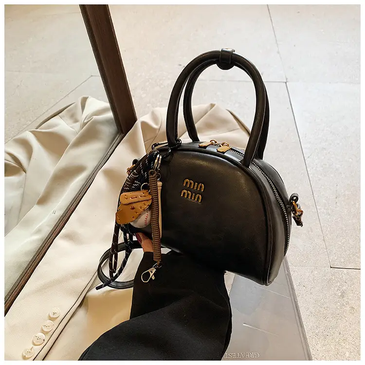 Women Retro Bowling Bag Brown Leather Shoulder Crossbody 2026 — feature 25