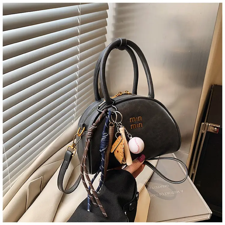 Women Retro Bowling Bag Brown Leather Shoulder Crossbody 2026 — feature 26