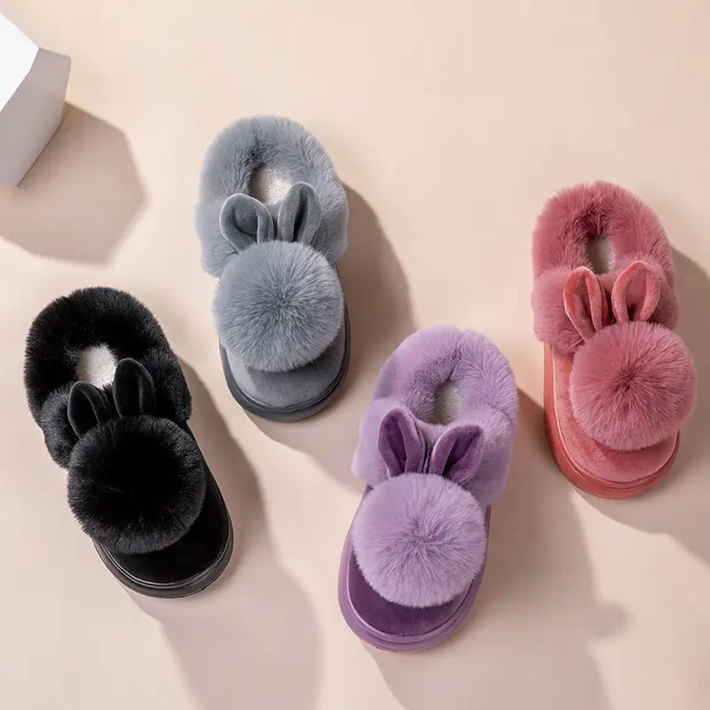 Cross-Border Girls' Cotton Slippers, Women's Cotton Slippers, All-Inclusive Plush Slippers, Women's Foot-Wrapped Home Warm Ladies' Fur Slippers