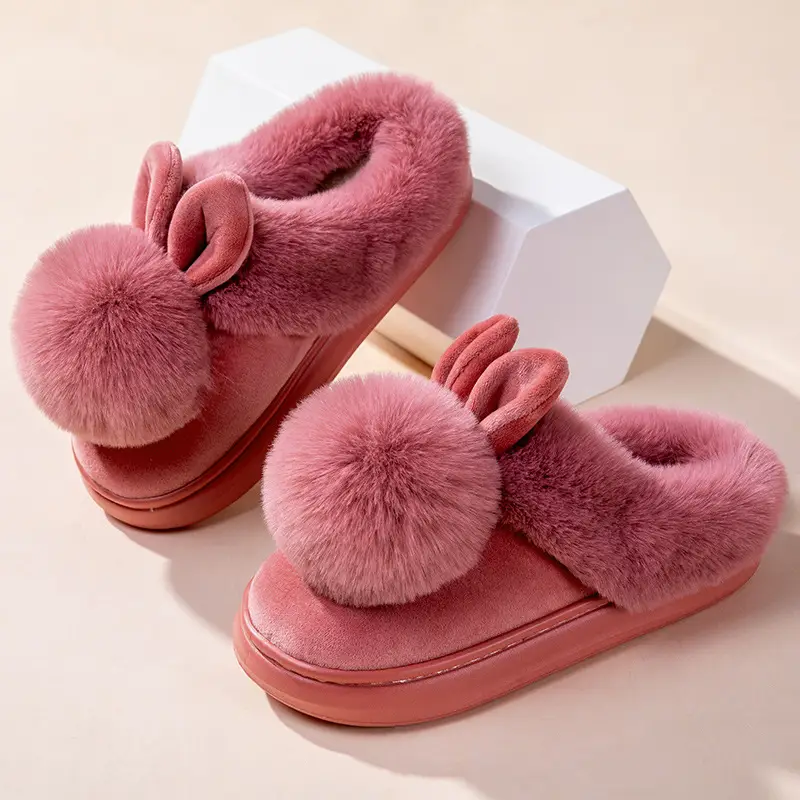 Cross-Border Girls' Cotton Slippers, Women's Cotton Slippers, All-Inclusive Plush Slippers, Women's Foot-Wrapped Home Warm Ladies' Fur Slippers