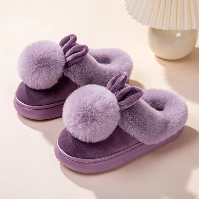 Cross-Border Girls' Cotton Slippers, Women's Cotton Slippers, All-Inclusive Plush Slippers, Women's Foot-Wrapped Home Warm Ladies' Fur Slippers