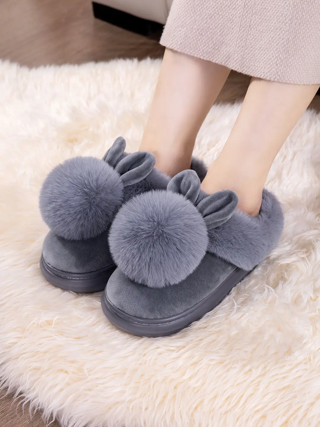 Cross-Border Girls' Cotton Slippers, Women's Cotton Slippers, All-Inclusive Plush Slippers, Women's Foot-Wrapped Home Warm Ladies' Fur Slippers — feature 28