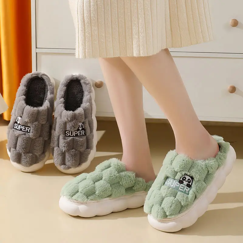 Women's Cotton Fleece Slippers Green New Winter - Image 8