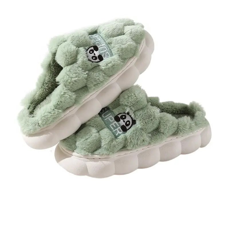 Women's Cotton Fleece Slippers Green New Winter - Image 11