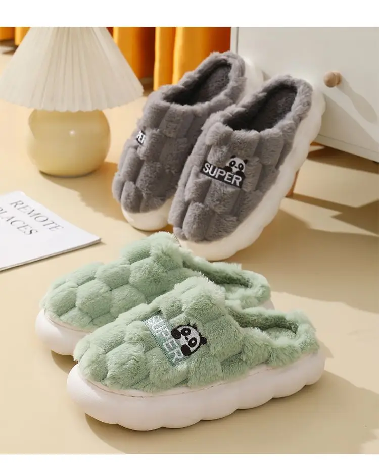 Women's Cotton Fleece Slippers Green New Winter — feature 16