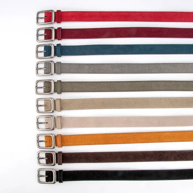 Black Frosted Anti-Velvet Square Button Belt for Women - Image 15