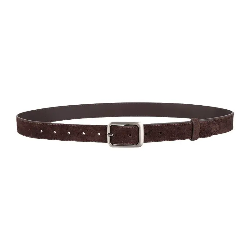 Black Frosted Anti-Velvet Square Button Belt for Women - Image 18