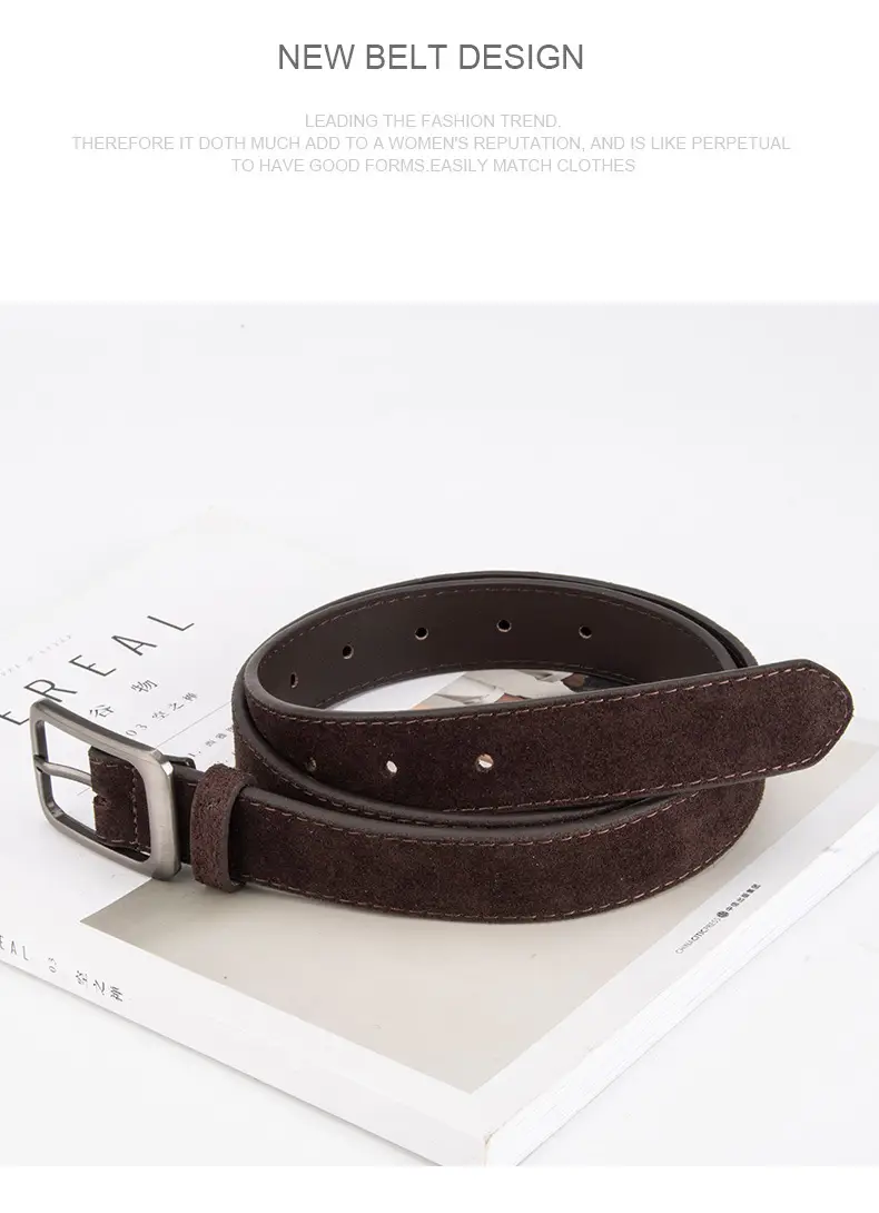 Black Frosted Anti-Velvet Square Button Belt for Women — feature 10