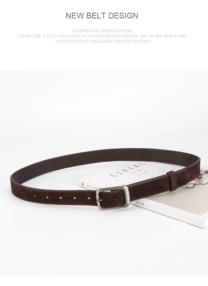 Black Frosted Anti-Velvet Square Button Belt for Women — feature 11