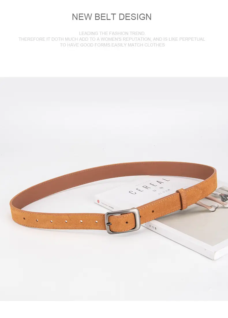 Black Frosted Anti-Velvet Square Button Belt for Women — feature 13