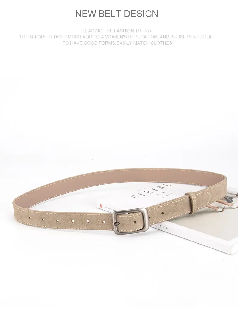 Black Frosted Anti-Velvet Square Button Belt for Women — feature 14