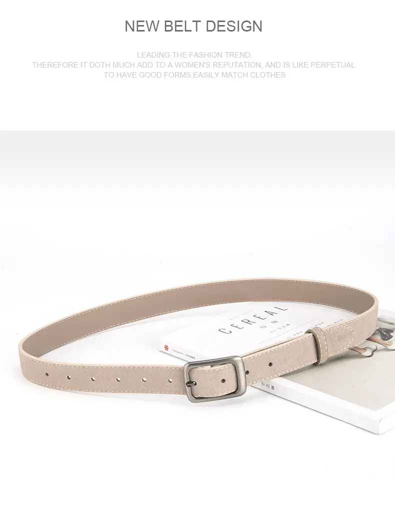 Black Frosted Anti-Velvet Square Button Belt for Women — feature 15