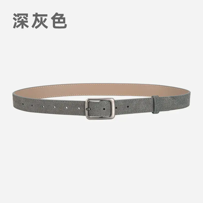 Black Frosted Anti-Velvet Square Button Belt for Women - Image 10