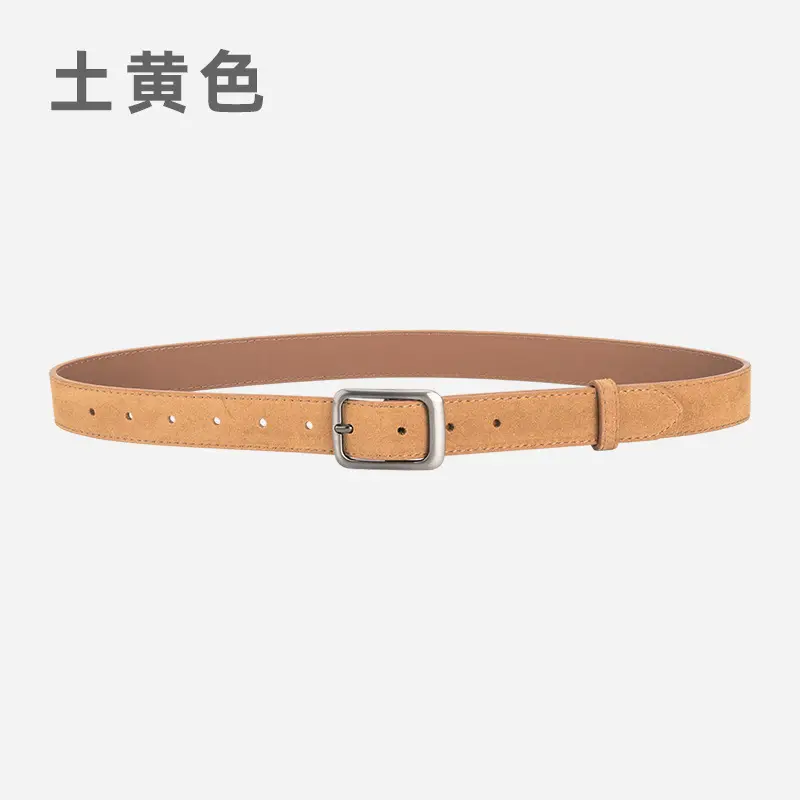 Black Frosted Anti-Velvet Square Button Belt for Women - Image 11
