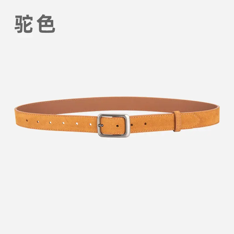 Black Frosted Anti-Velvet Square Button Belt for Women - Image 12