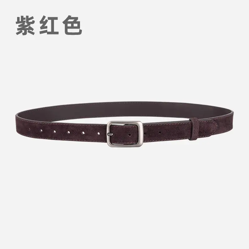 Black Frosted Anti-Velvet Square Button Belt for Women - Image 13