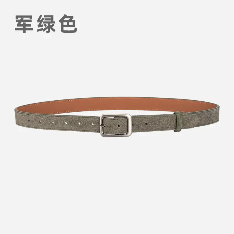 Black Frosted Anti-Velvet Square Button Belt for Women - Image 5