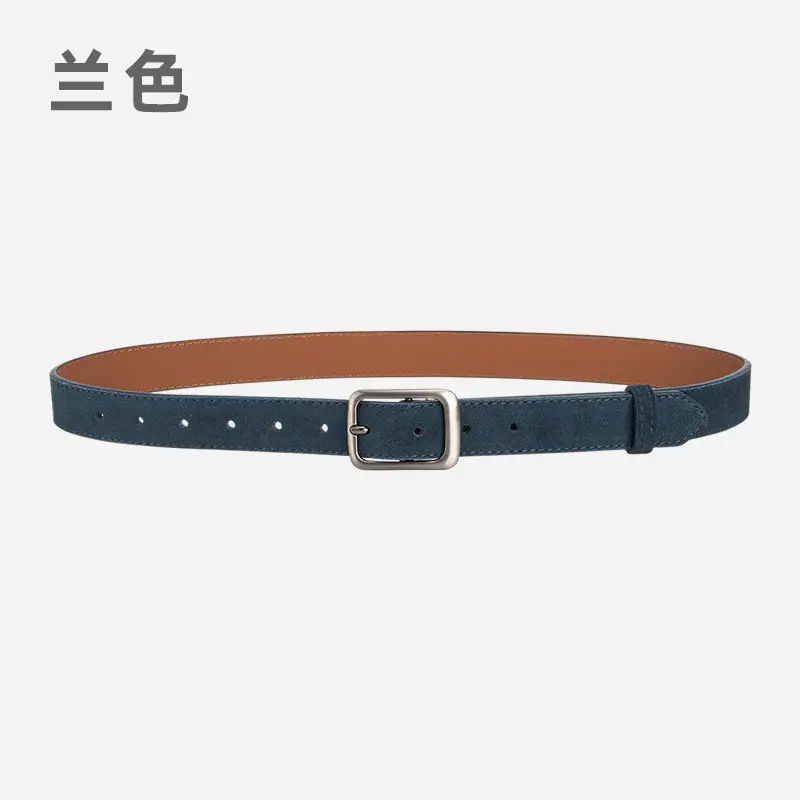 Black Frosted Anti-Velvet Square Button Belt for Women - Image 7