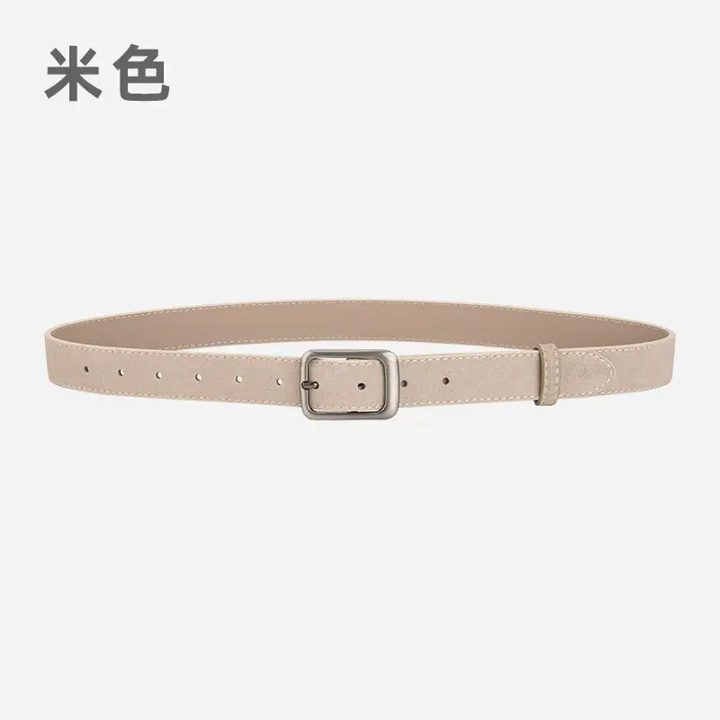 Black Frosted Anti-Velvet Square Button Belt for Women - Image 8