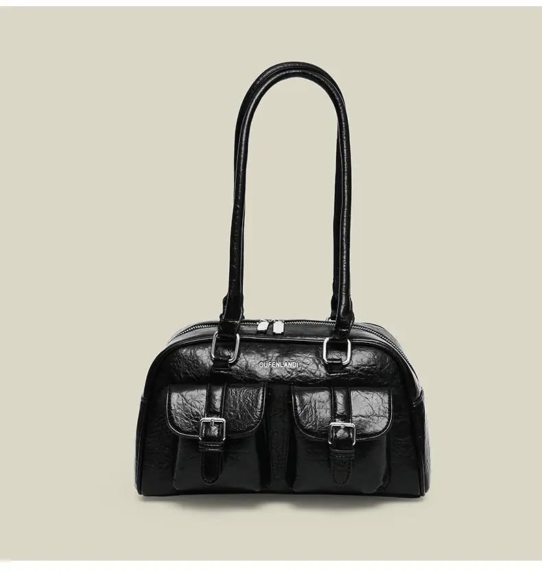 Women's Black PU Leather Shoulder Bag 2024 — feature 12