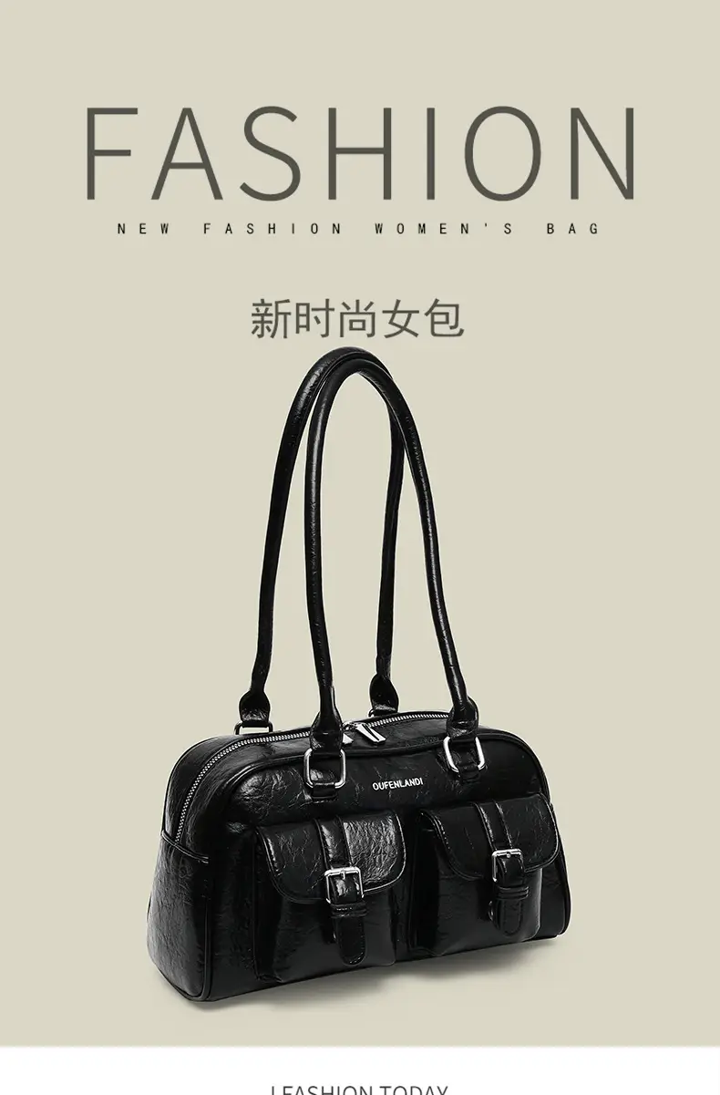 Women's Black PU Leather Shoulder Bag 2024 — feature 3