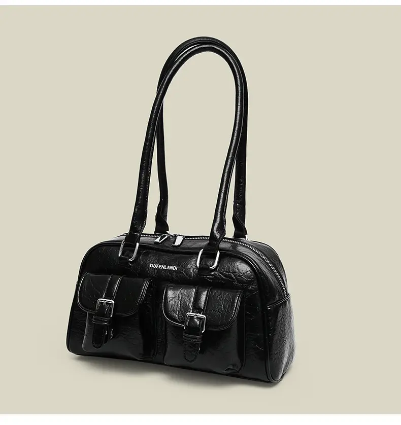 Women's Black PU Leather Shoulder Bag 2024 — feature 9