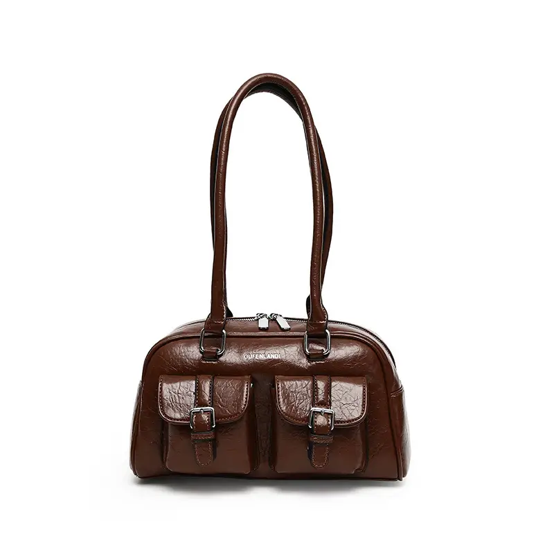 Women's Black PU Leather Shoulder Bag 2024
