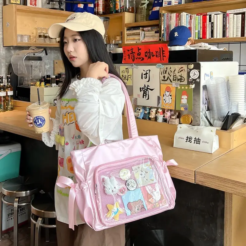 Japanese Secondary Bow Pain Bag Big Food Jk Lolita Girl Shoulder Bag Ribbon Bag Student Bag - Image 6