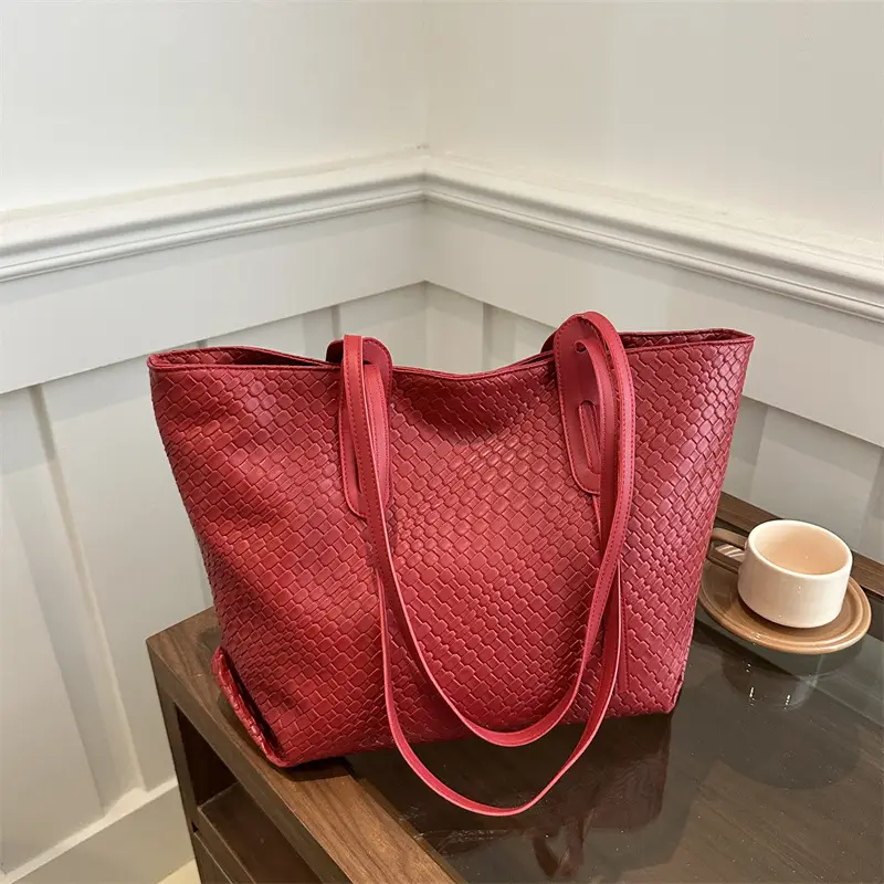 Vintage Woven Tote Bag Brown Large Capacity Women - Image 7