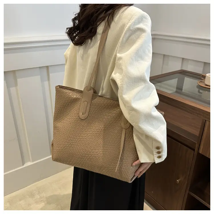 Vintage Woven Tote Bag Brown Large Capacity Women — feature 10
