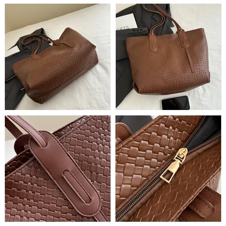 Vintage Woven Tote Bag Brown Large Capacity Women — feature 6