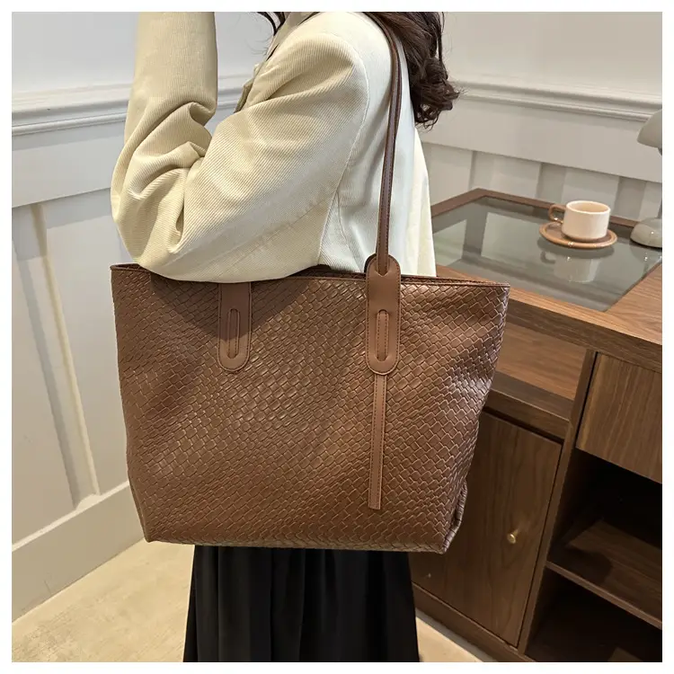 Vintage Woven Tote Bag Brown Large Capacity Women — feature 8