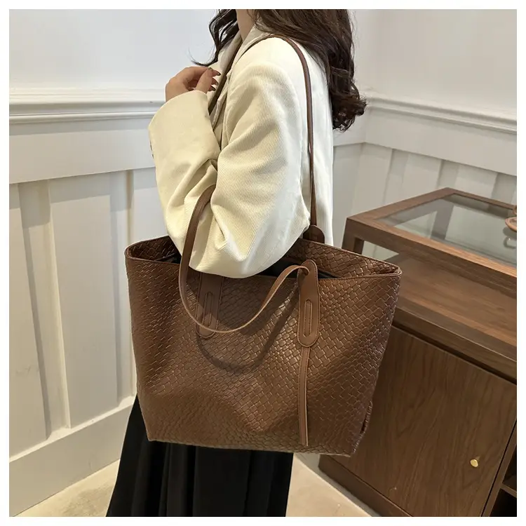 Vintage Woven Tote Bag Brown Large Capacity Women — feature 9