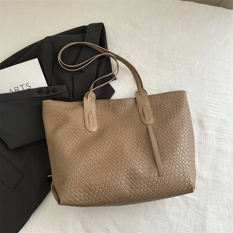 Vintage Woven Tote Bag Brown Large Capacity Women - Image 2