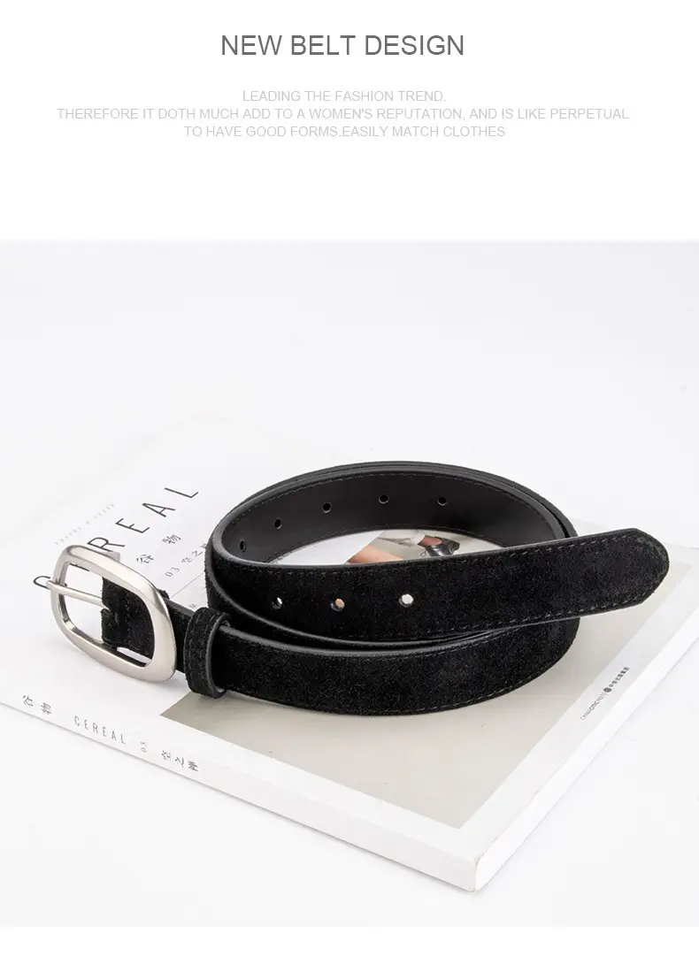 Women's Brown Leather Belt with Buckle — feature 10